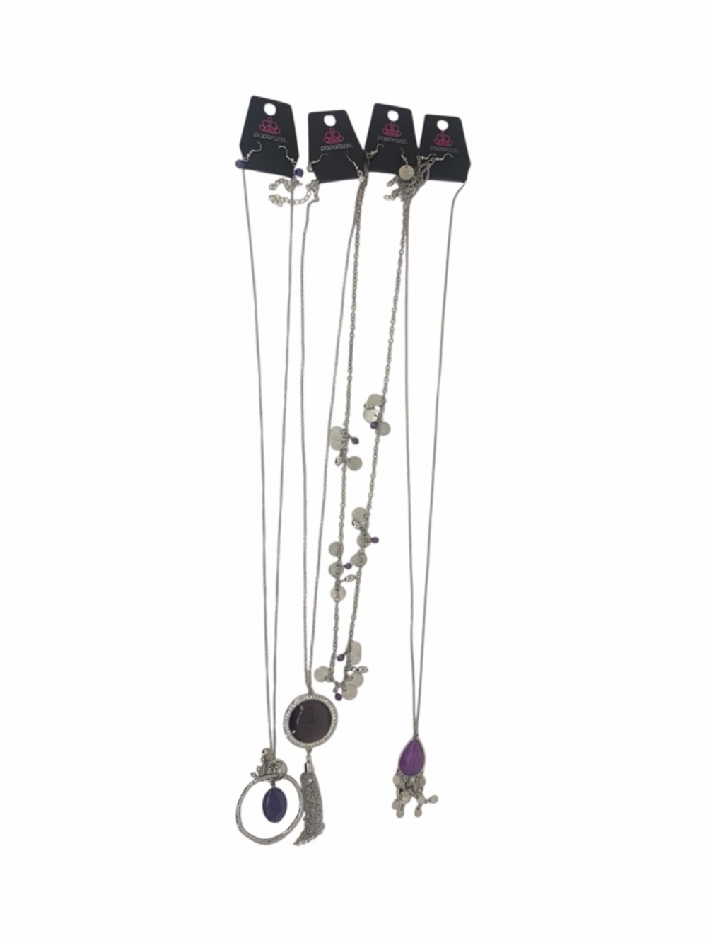 paparazzi Silver-Tone Layered Necklace Set with Purple Accents